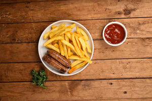 TWO SAUSAGES & CHIPS