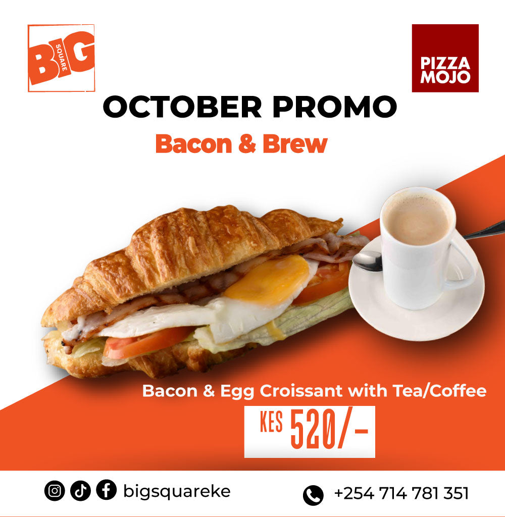 Bacon & Brew - Bacon & Egg Croissant with Tea/Coffee